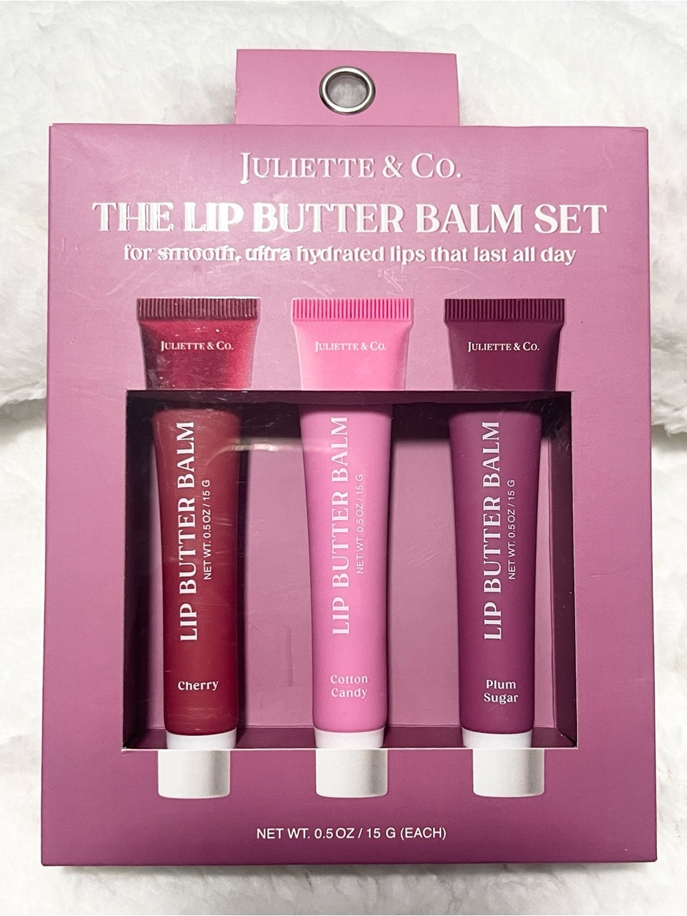 Juliette & Co. The Lip Butter Balm Set - Cherry, Cotton Candy, Plum Sugar